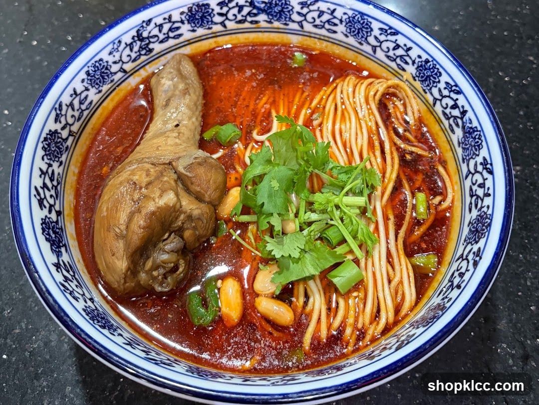 Spicy Noodle Bowl with Chicken Leg