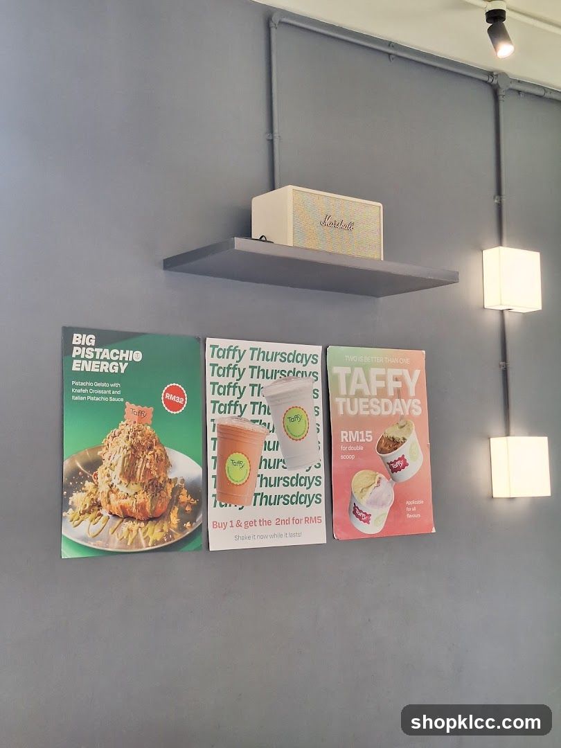 Promotional posters on a wall