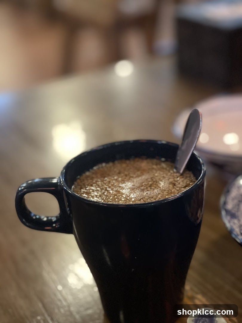 Coffee in a black mug