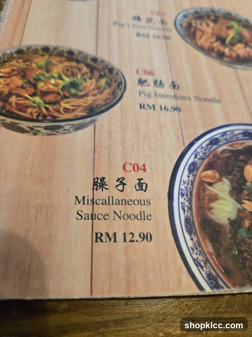 Noodle Menu Page