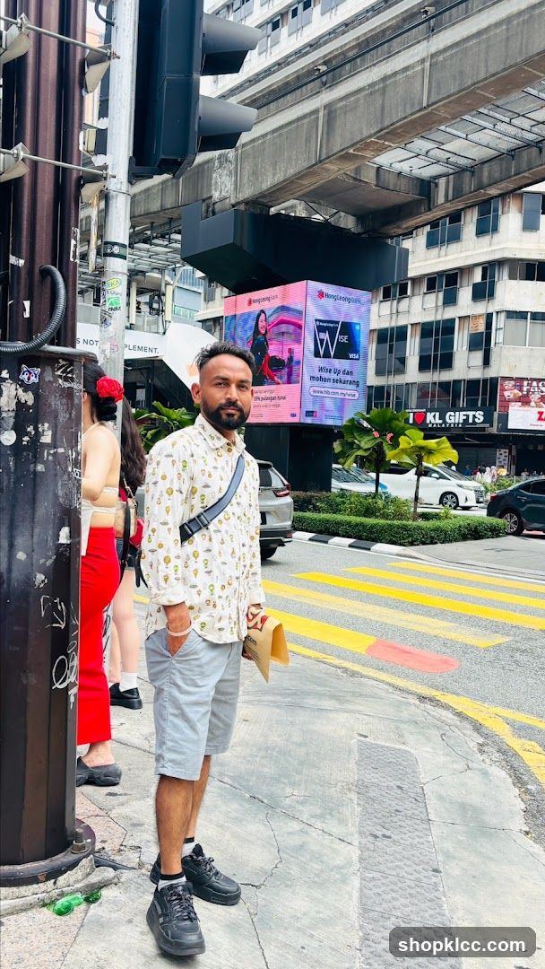 Street Scene with Pedestrians and Digital Billboard