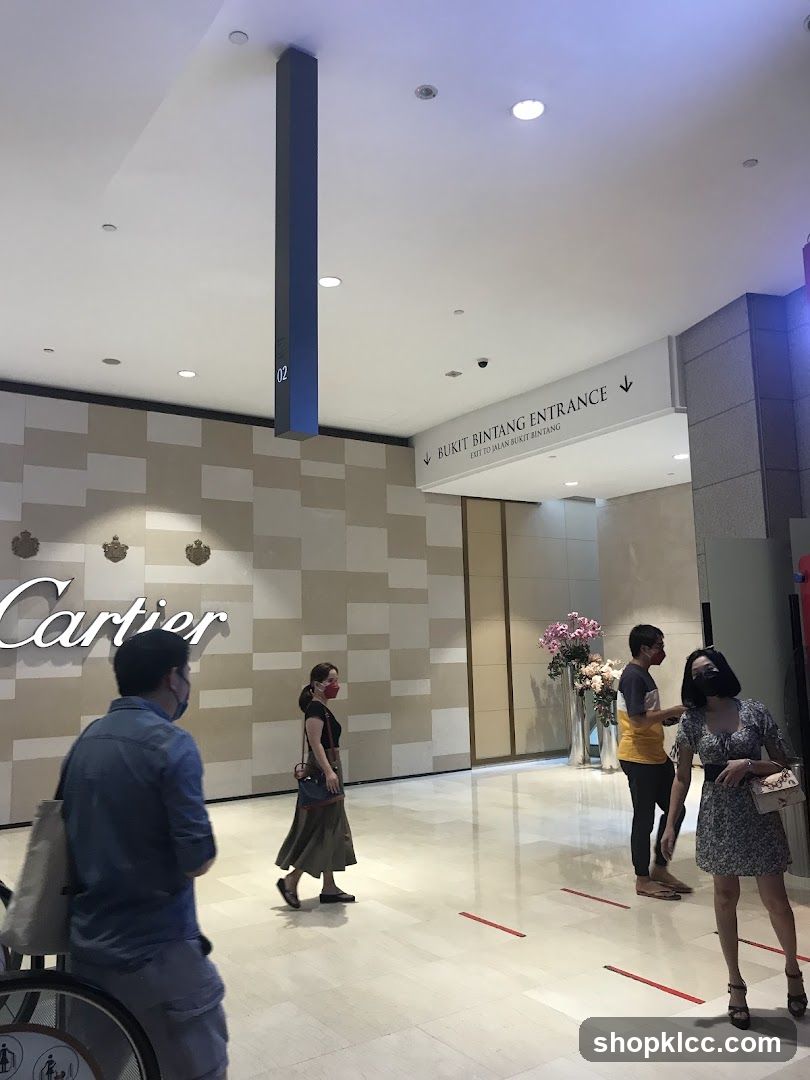 People in a mall with Cartier signage