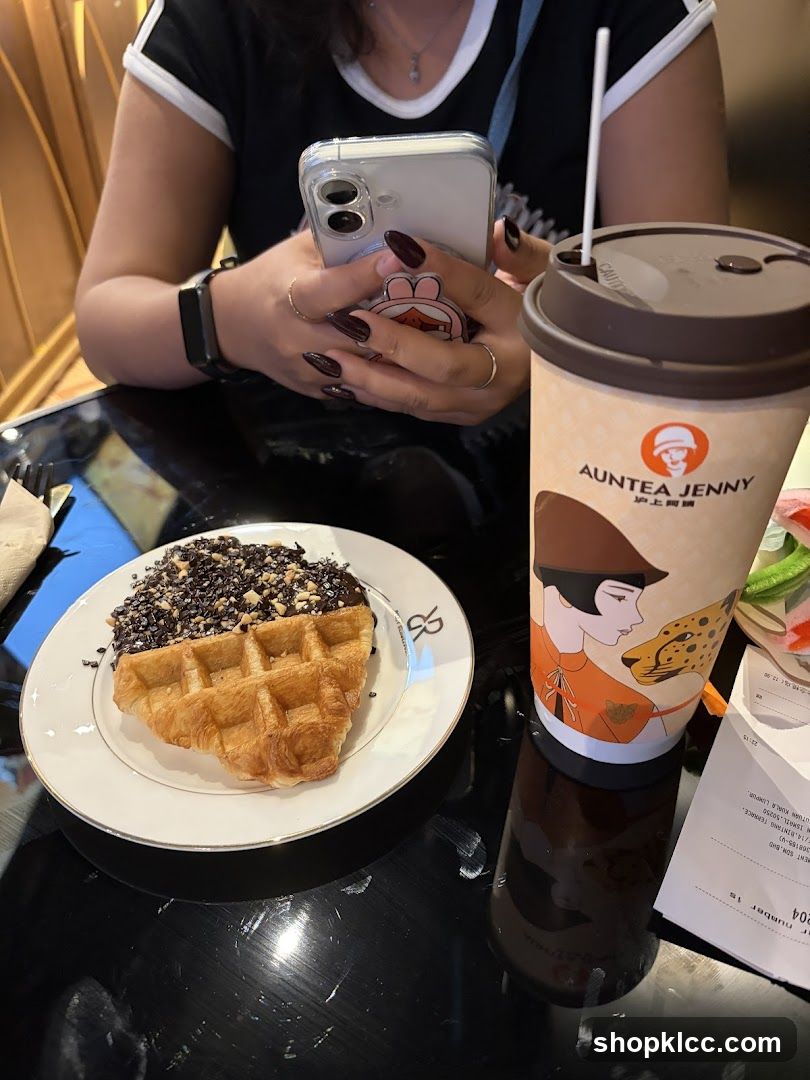 Croissant Waffle with Chocolate and Nuts