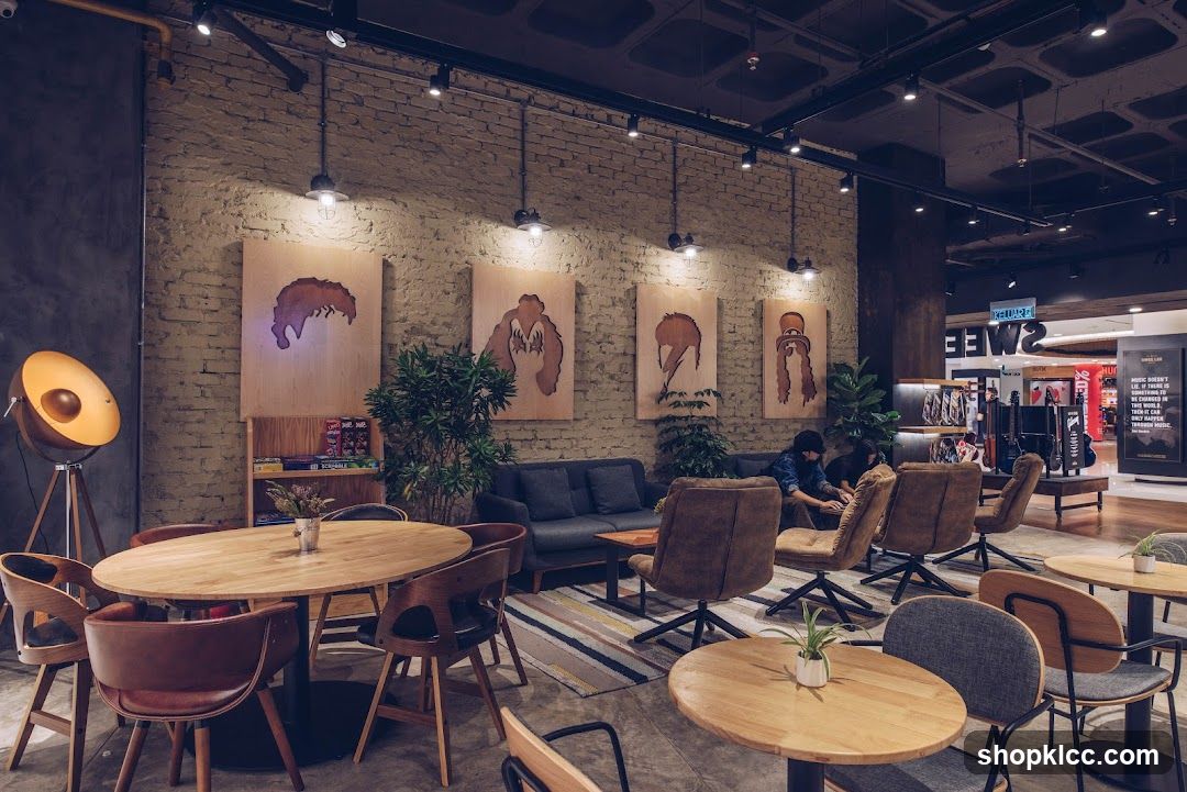 Cafe Interior with Artwork and Seating