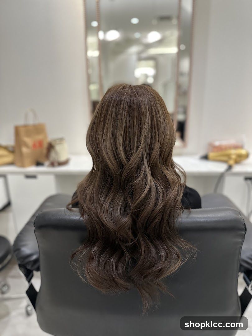 Woman with styled brown hair