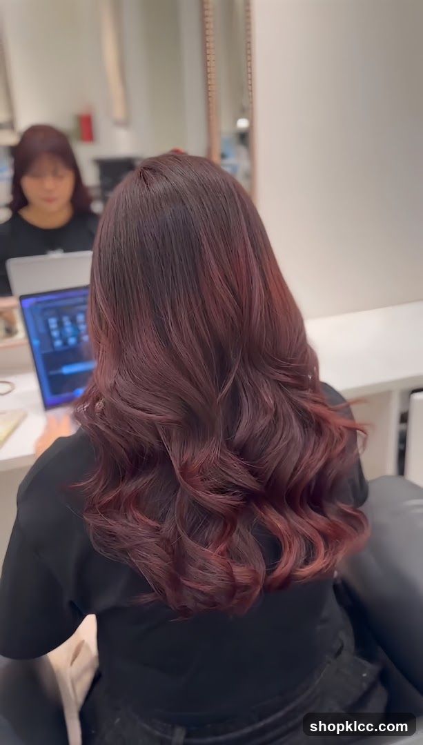 Woman with Burgundy Hair in Salon