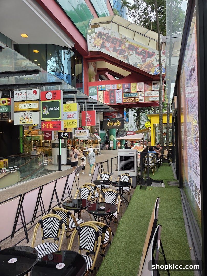 Outdoor Seating Area with Signs