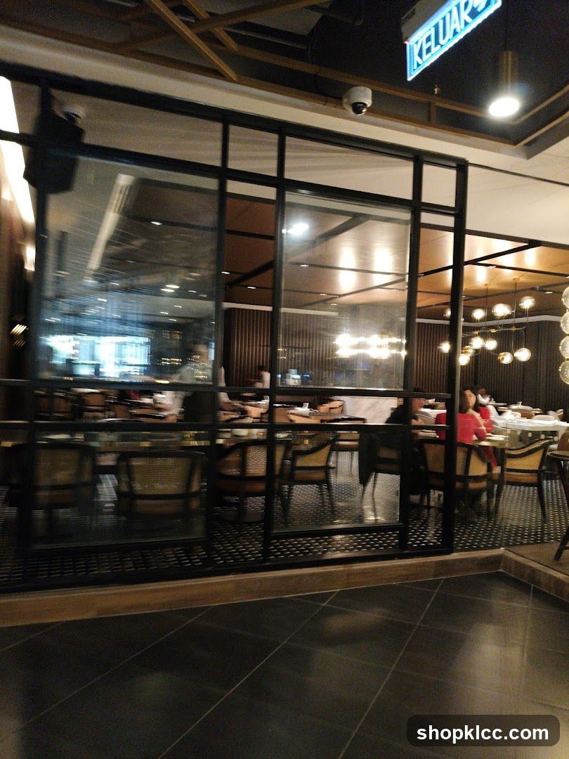 Restaurant Interior View Through Glass