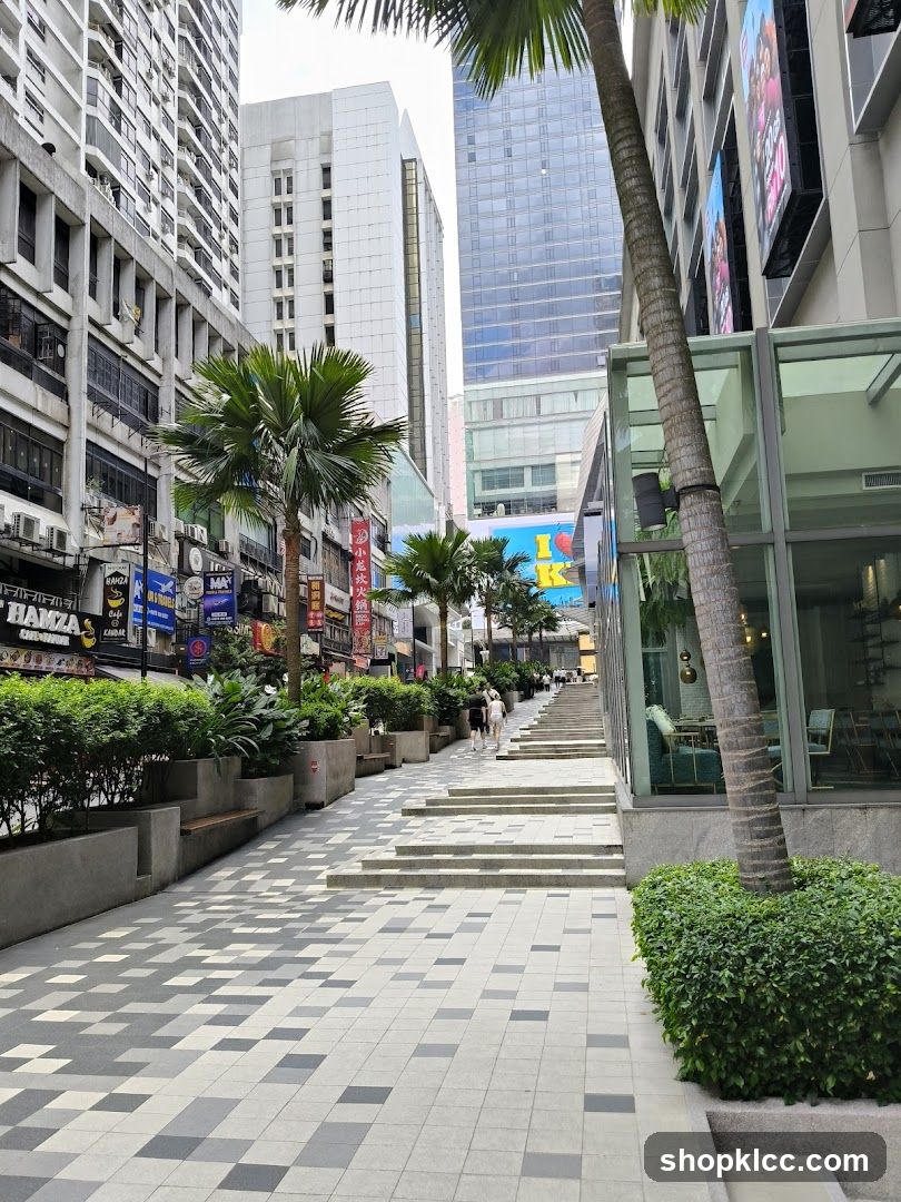 Urban Street Scene with Palm Trees and Buildings