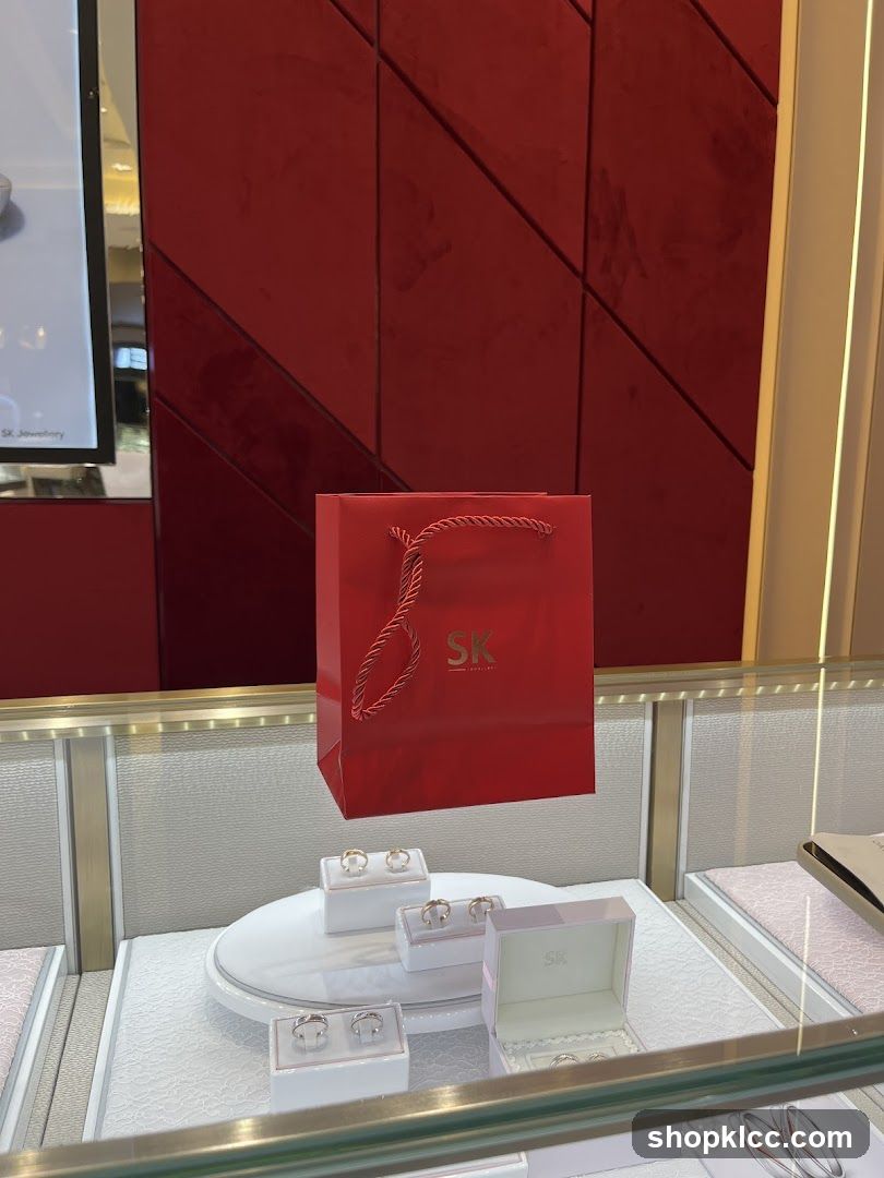 Jewelry Display with Red Gift Bag