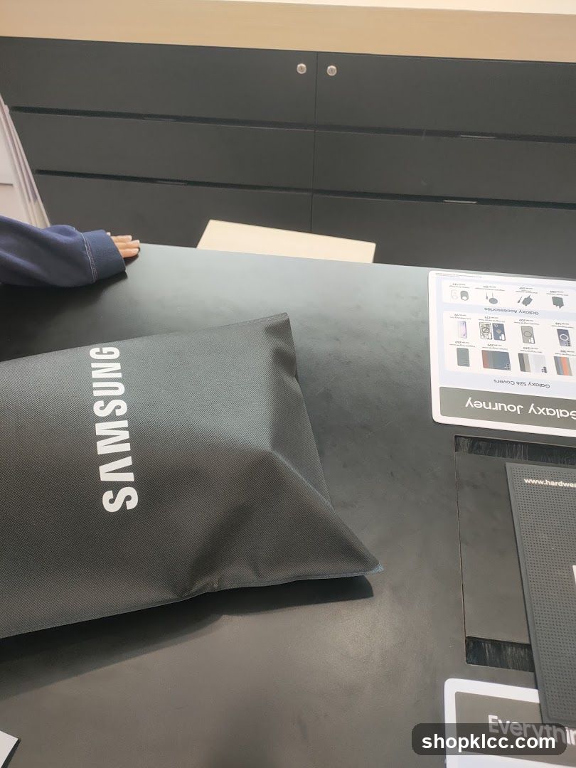 Samsung branded bag and accessories display