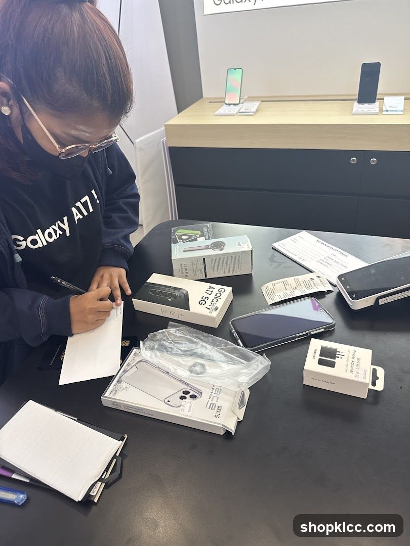 Customer at a Samsung Store