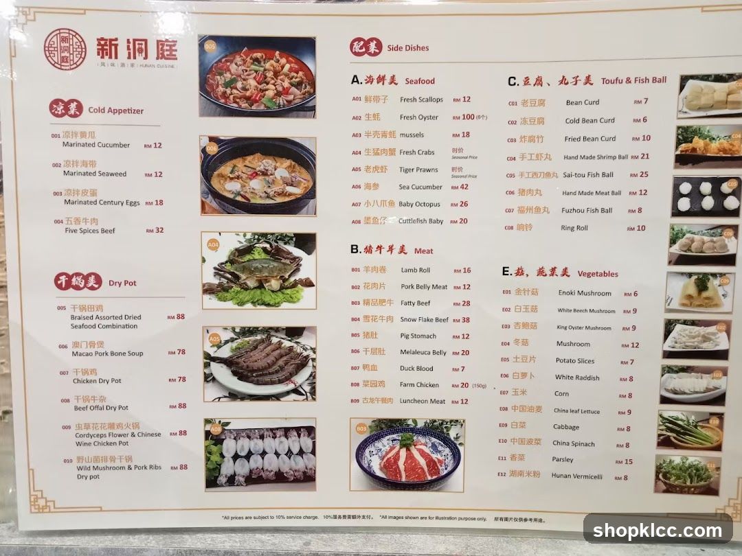 Xin Dongting Restaurant Menu