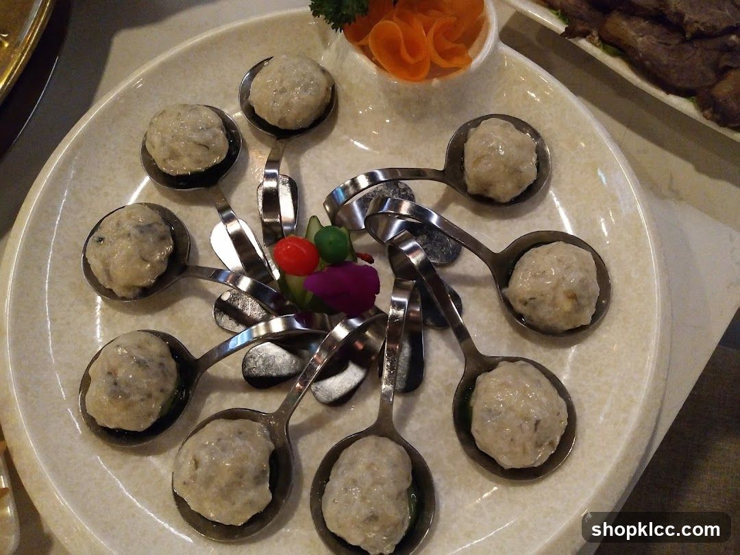 Spoon-Served Dumplings with Garnish