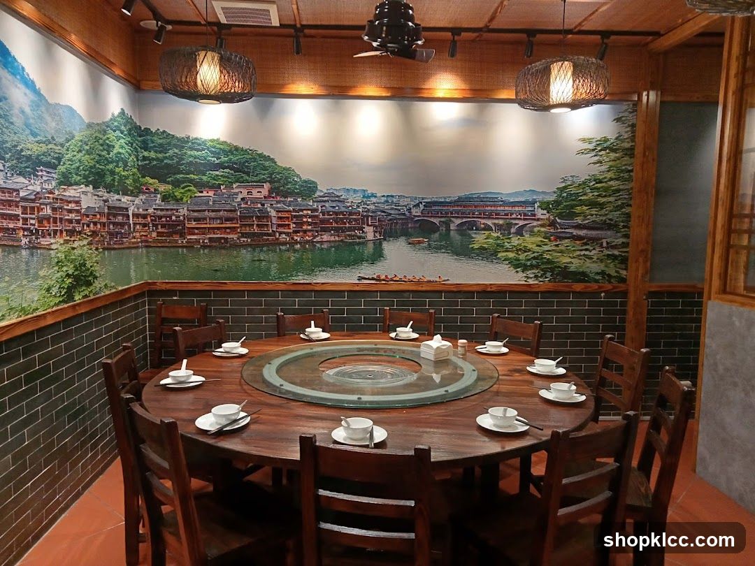 Dining Room Interior with Landscape Mural
