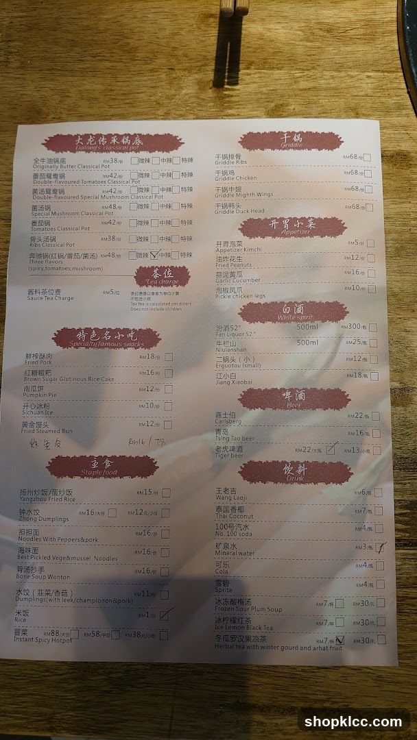 Dish Menu