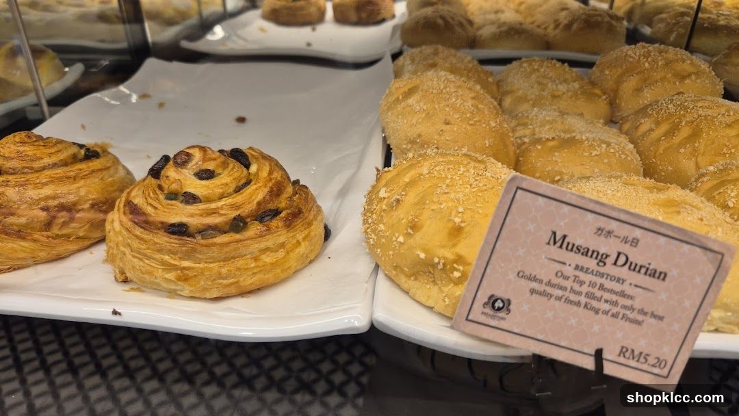 Bakery Display with Musang Durian and Raisin Pastries