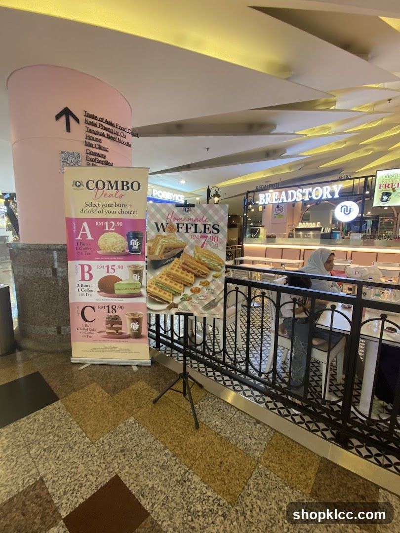 Food Court Interior with Combo Menu and Waffle Display