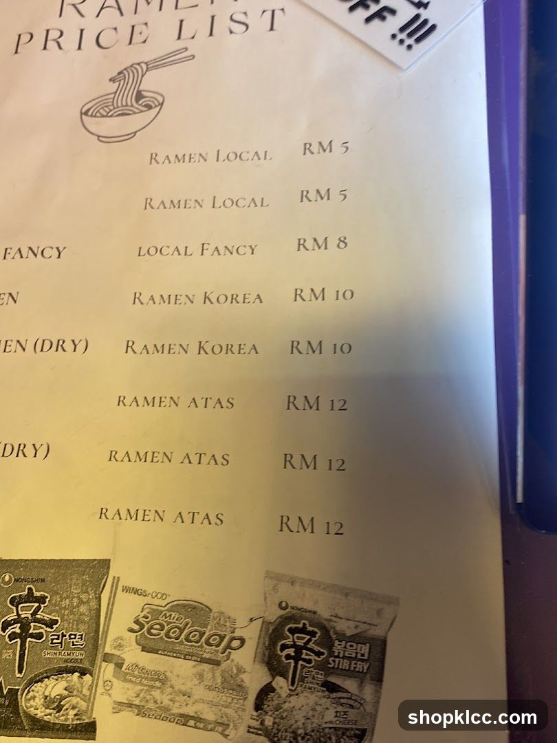 RAMEN PRICE LIST