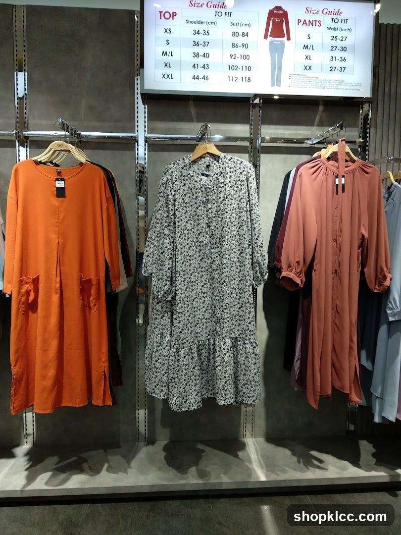 Clothing Display with Size Guide