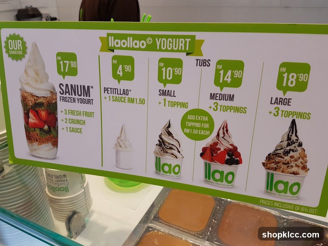 llaollao YOGURT Menu