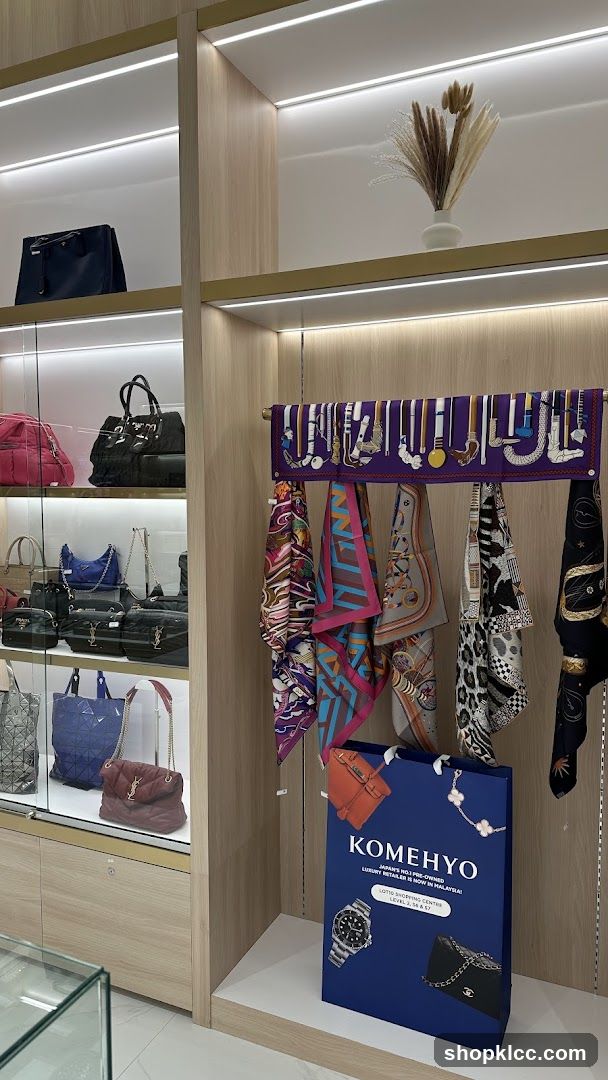 Luxury Handbags and Scarves Display