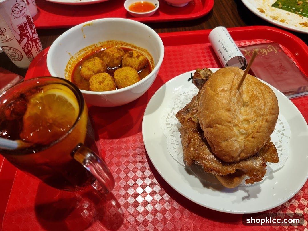 Meal with Burger and Fish Balls