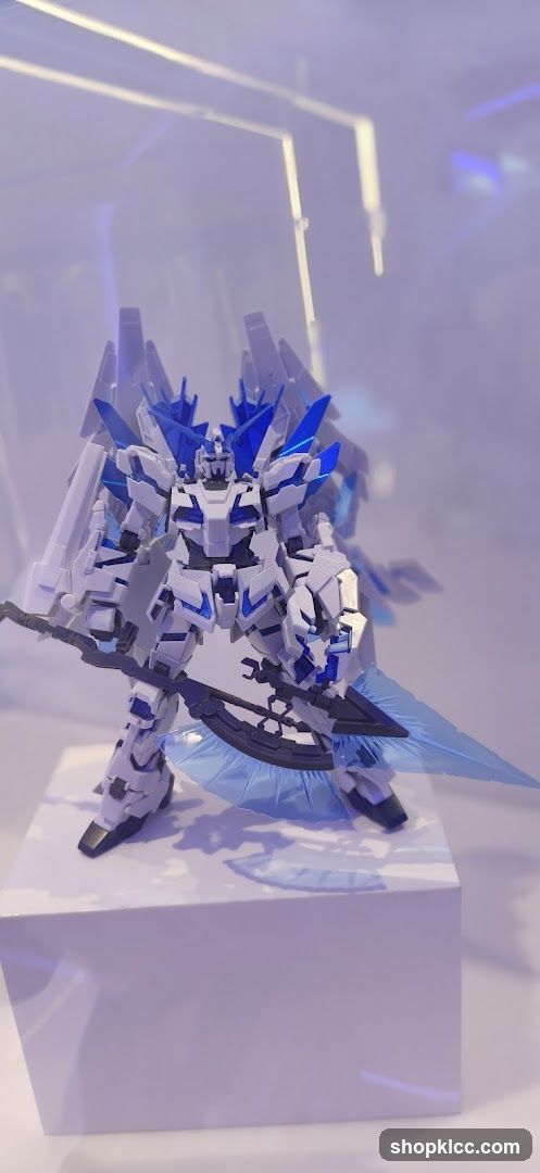 Blue and White Robot Figure Display