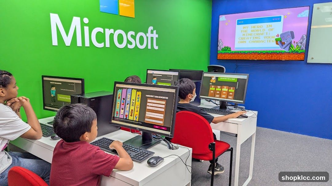 Microsoft Classroom with Kids Playing Minecraft