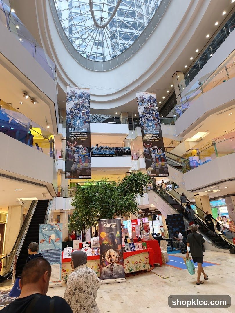 Shopping Mall Interior with Banners and Displays