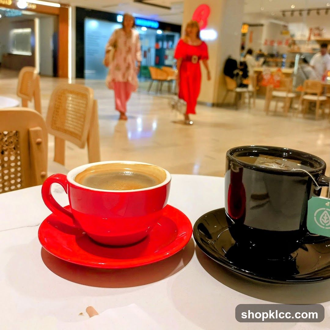 Coffee Shop Interior with Two Cups on Table