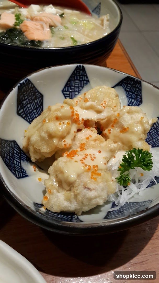 Japanese Food Dish with Tempura and Soup