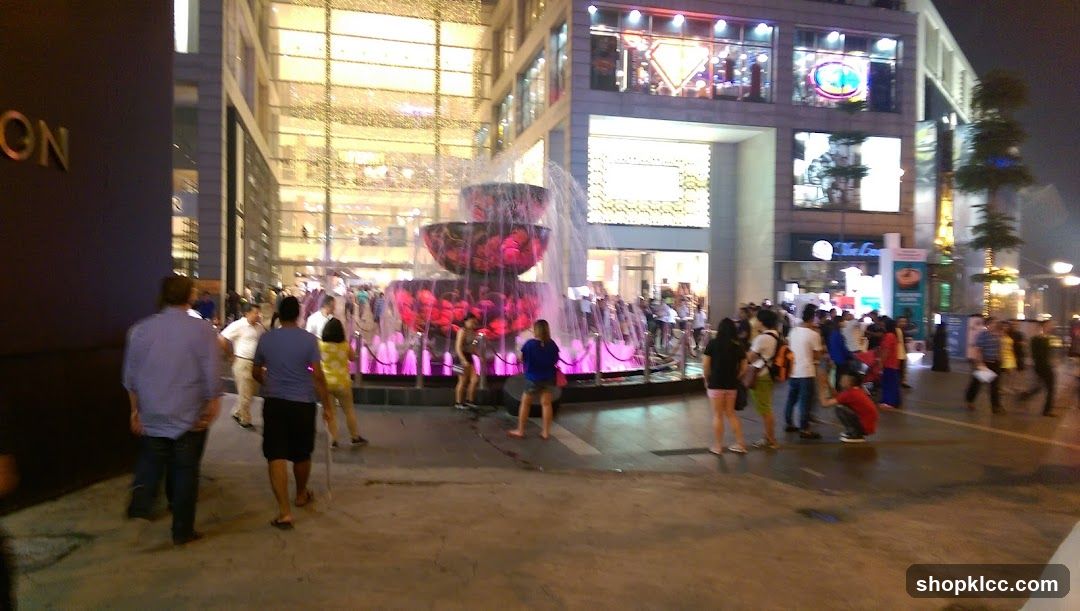 Night Scene with Fountain and Crowd