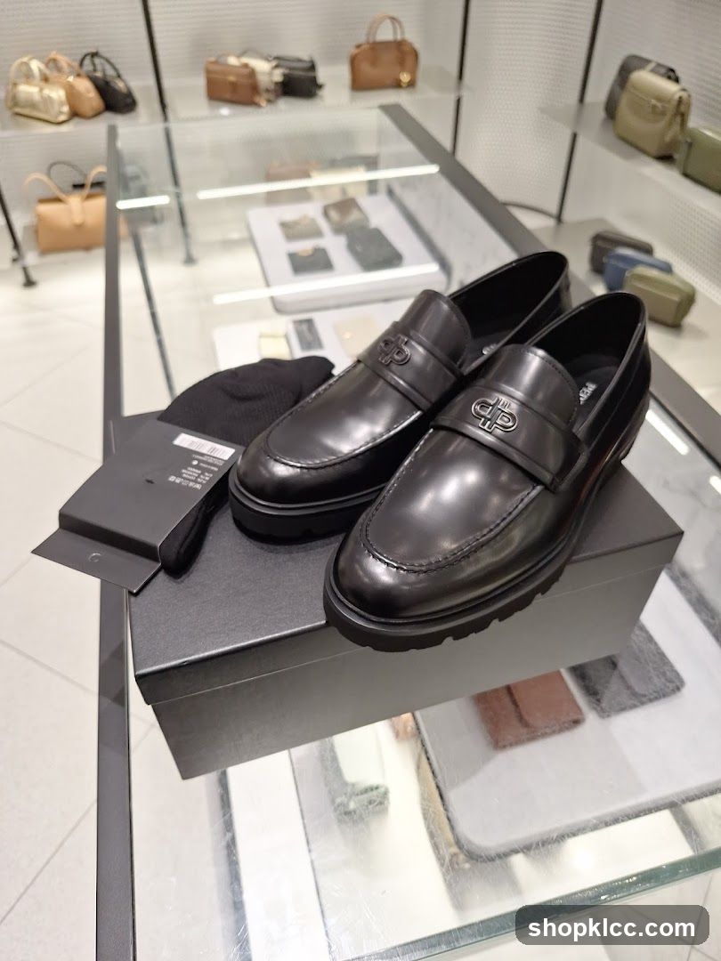 Black Leather Loafers Display
