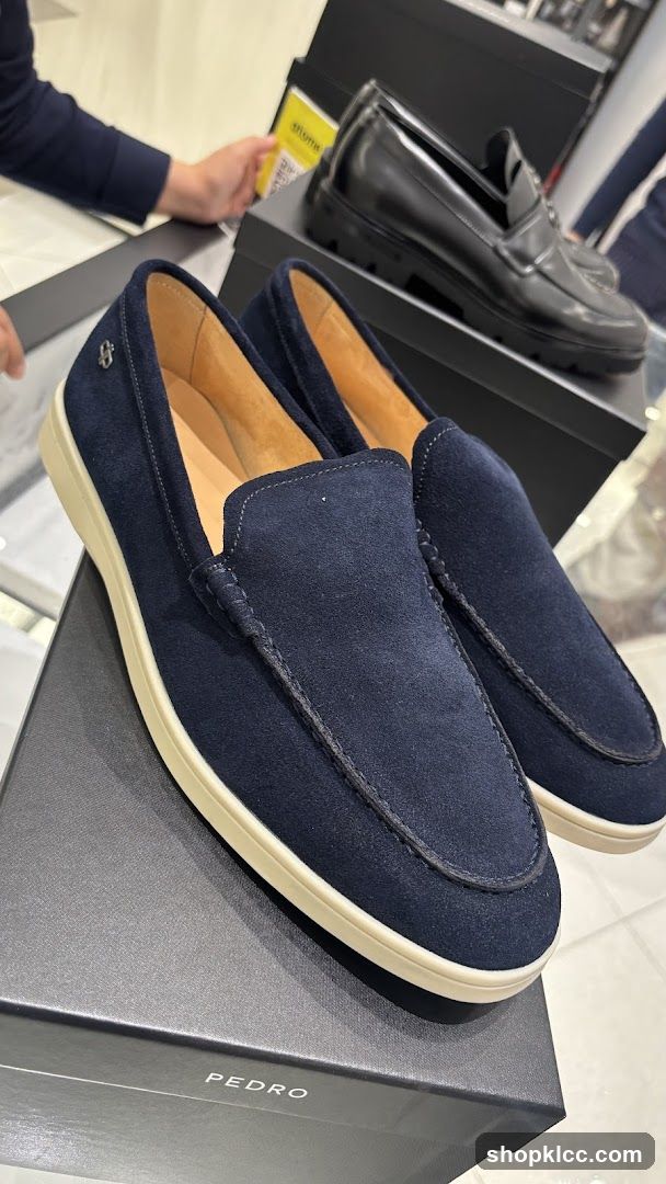 Blue Suede Loafers Display