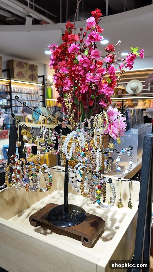Jewelry Display with Artificial Flowers