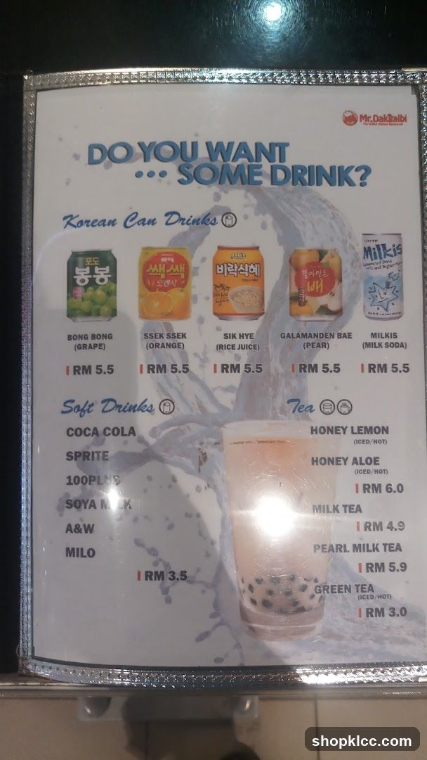 Mr. Dakgalbi Drink Menu