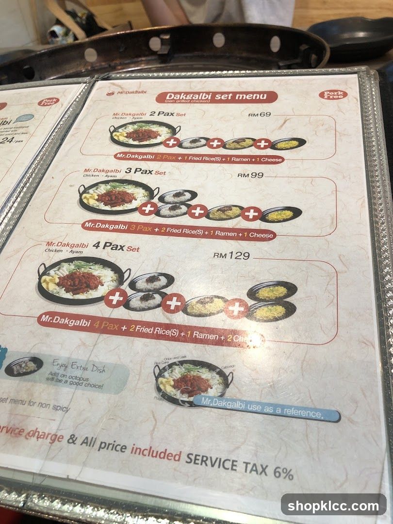 Dakgalbi set menu