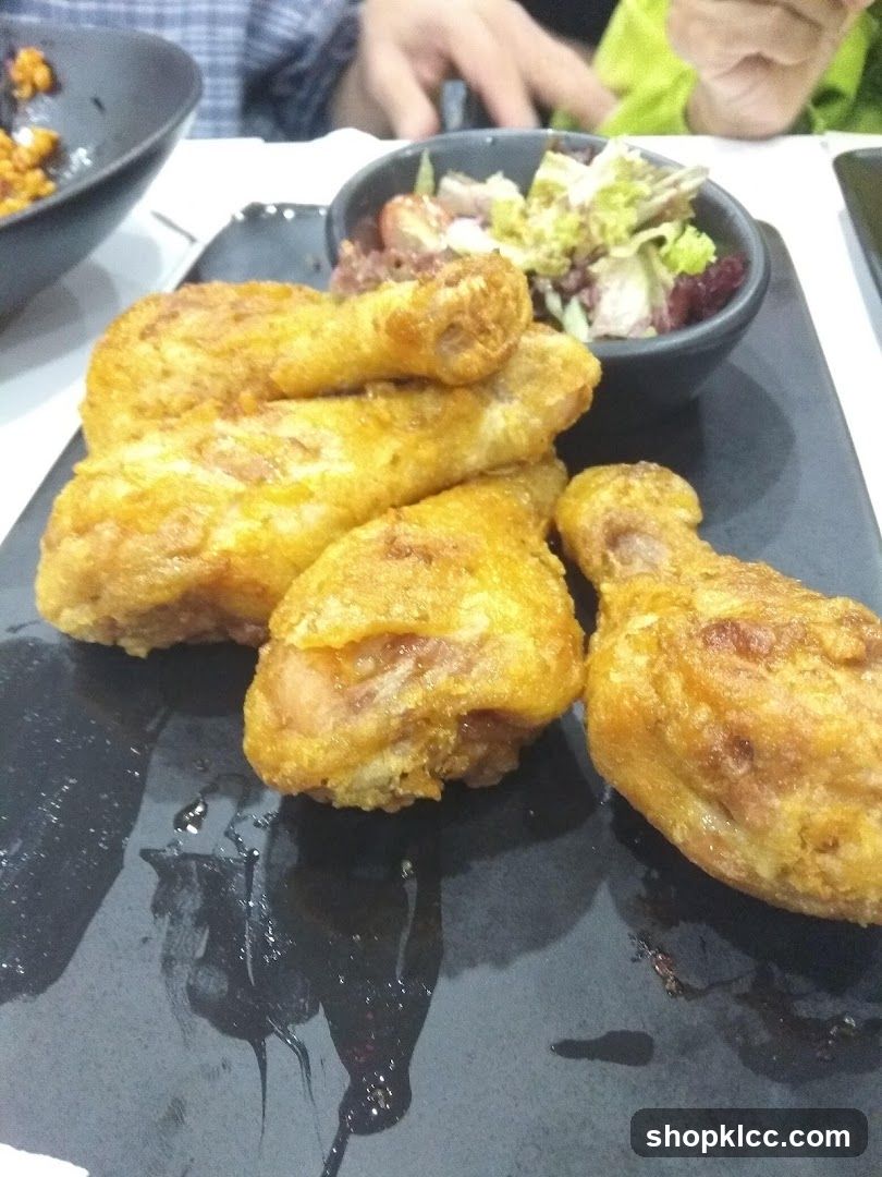 Fried Chicken Drumsticks with Salad