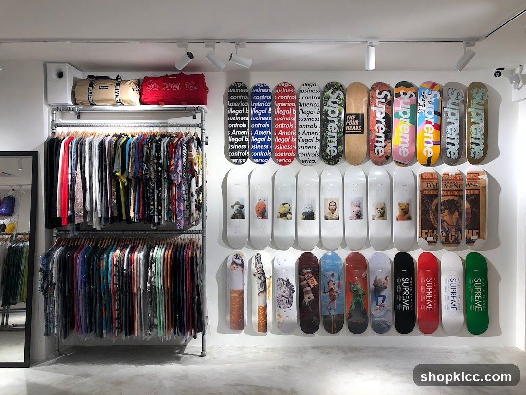Clothing and Skateboards Display