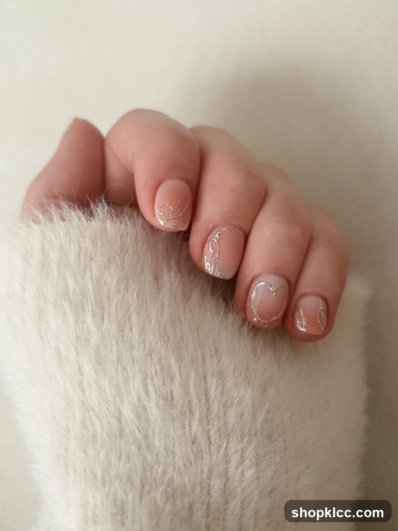 Nails with Silver Design