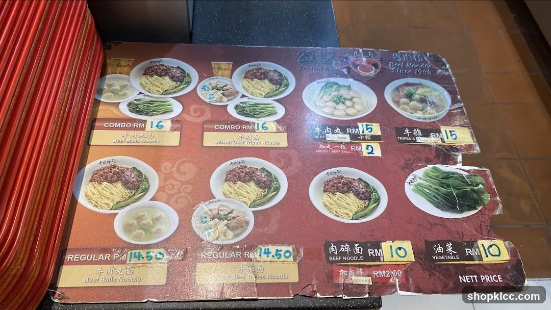 Roong K Beef Noodle Menu