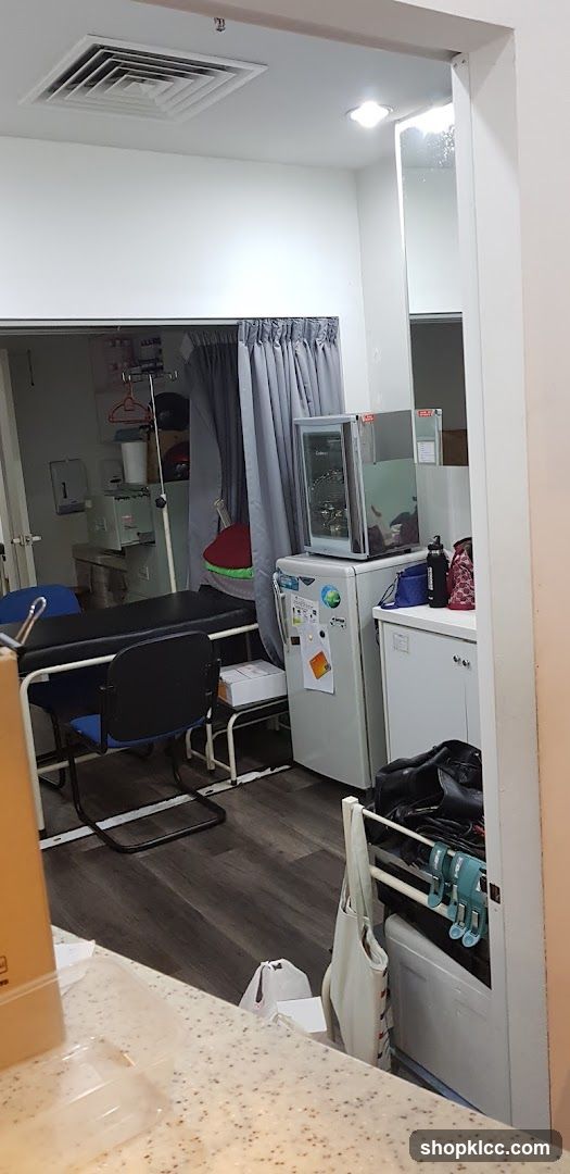 Interior of a room with medical equipment and appliances