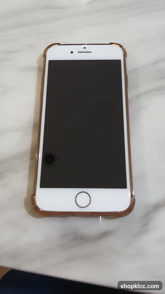 White iPhone with a brown case