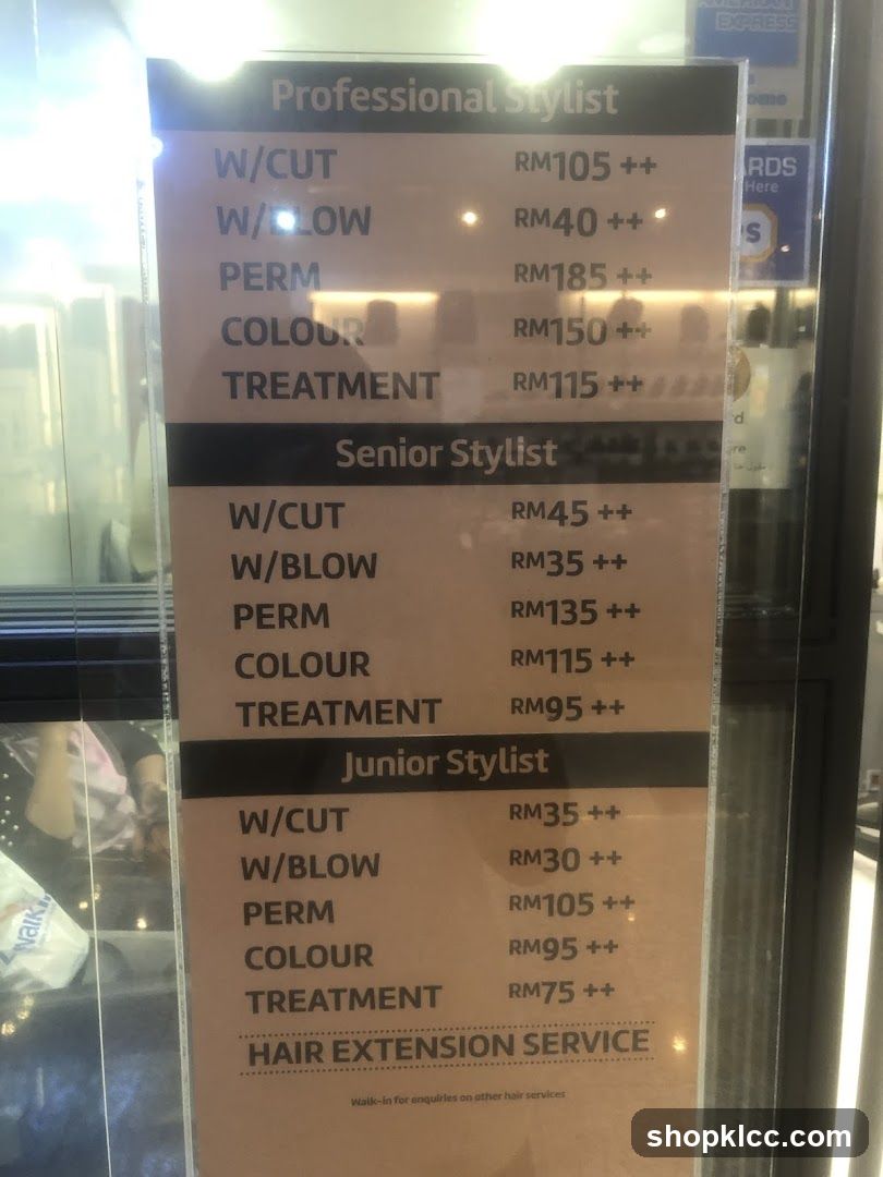 Stylist Price List