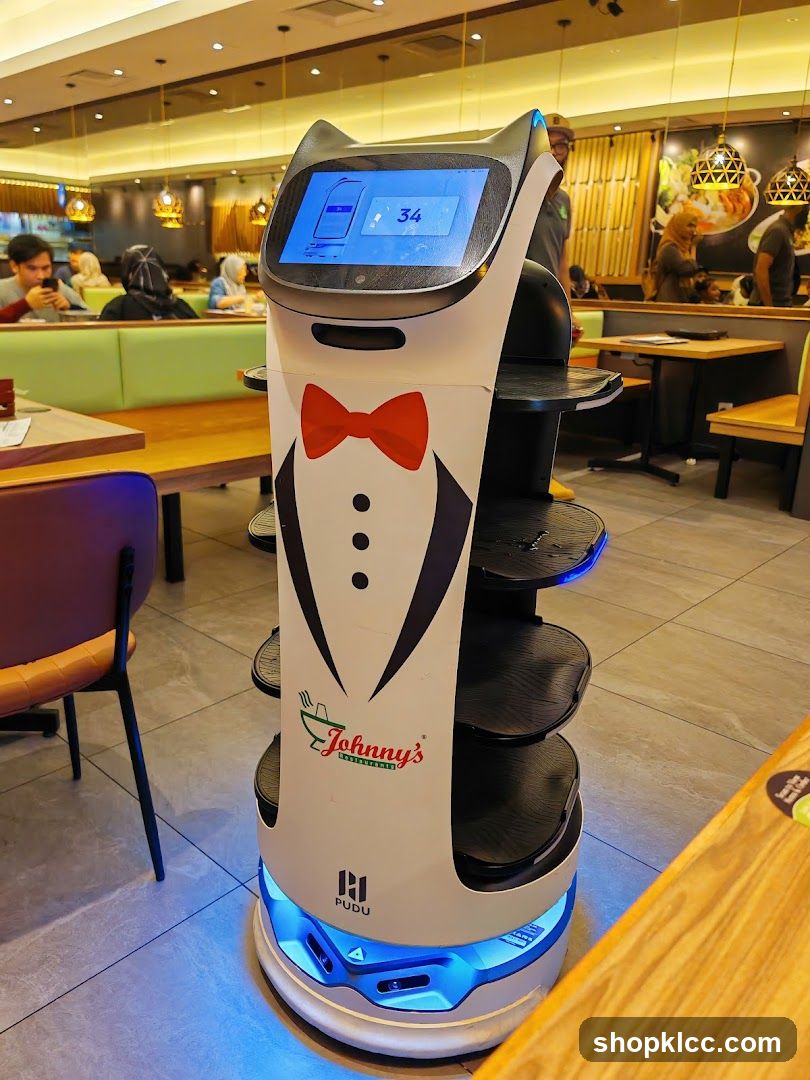 Robot waiter in a restaurant