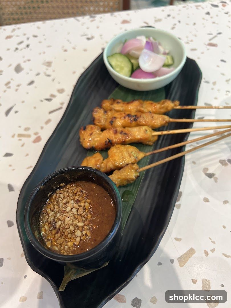 Chicken Satay with Peanut Sauce and Pickled Onions