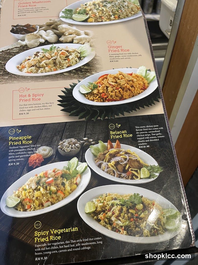 Fried Rice Menu