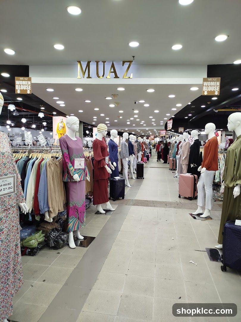 Clothing store interior with mannequins