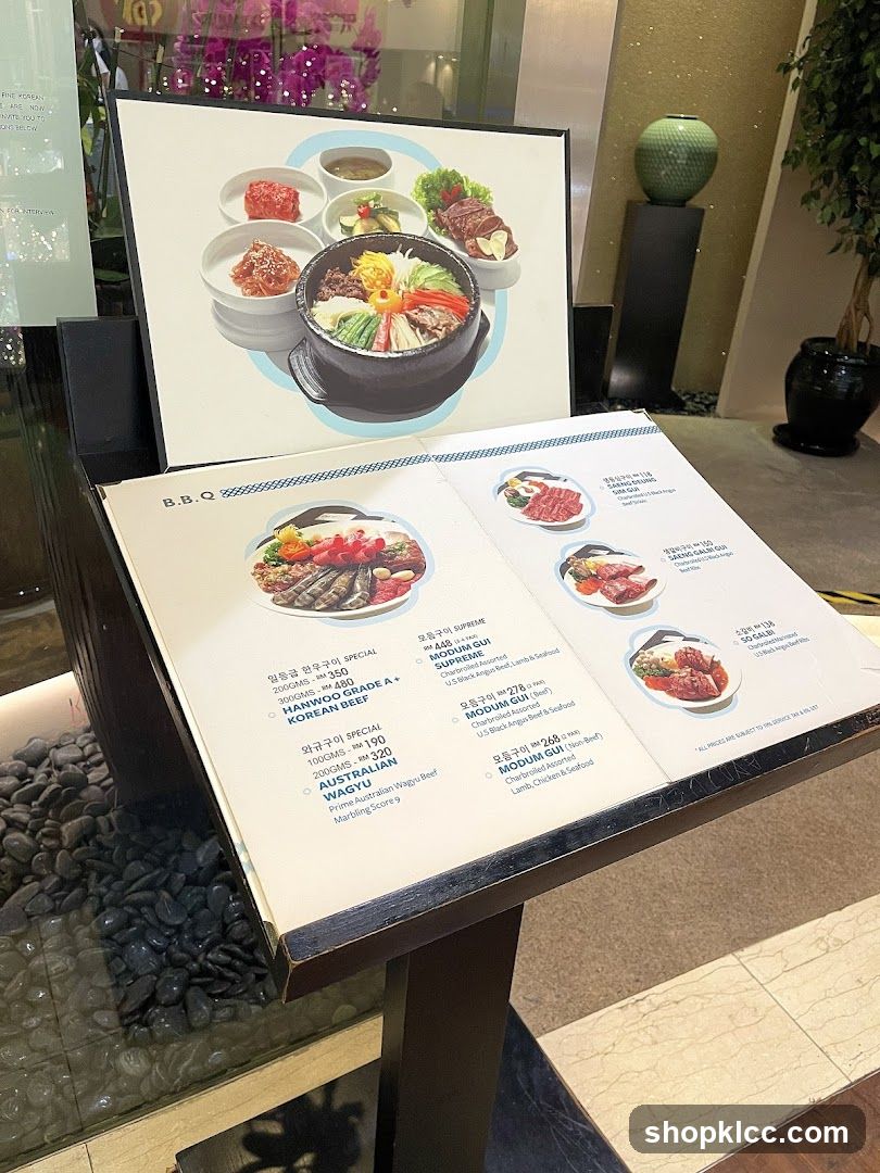Korean BBQ Menu